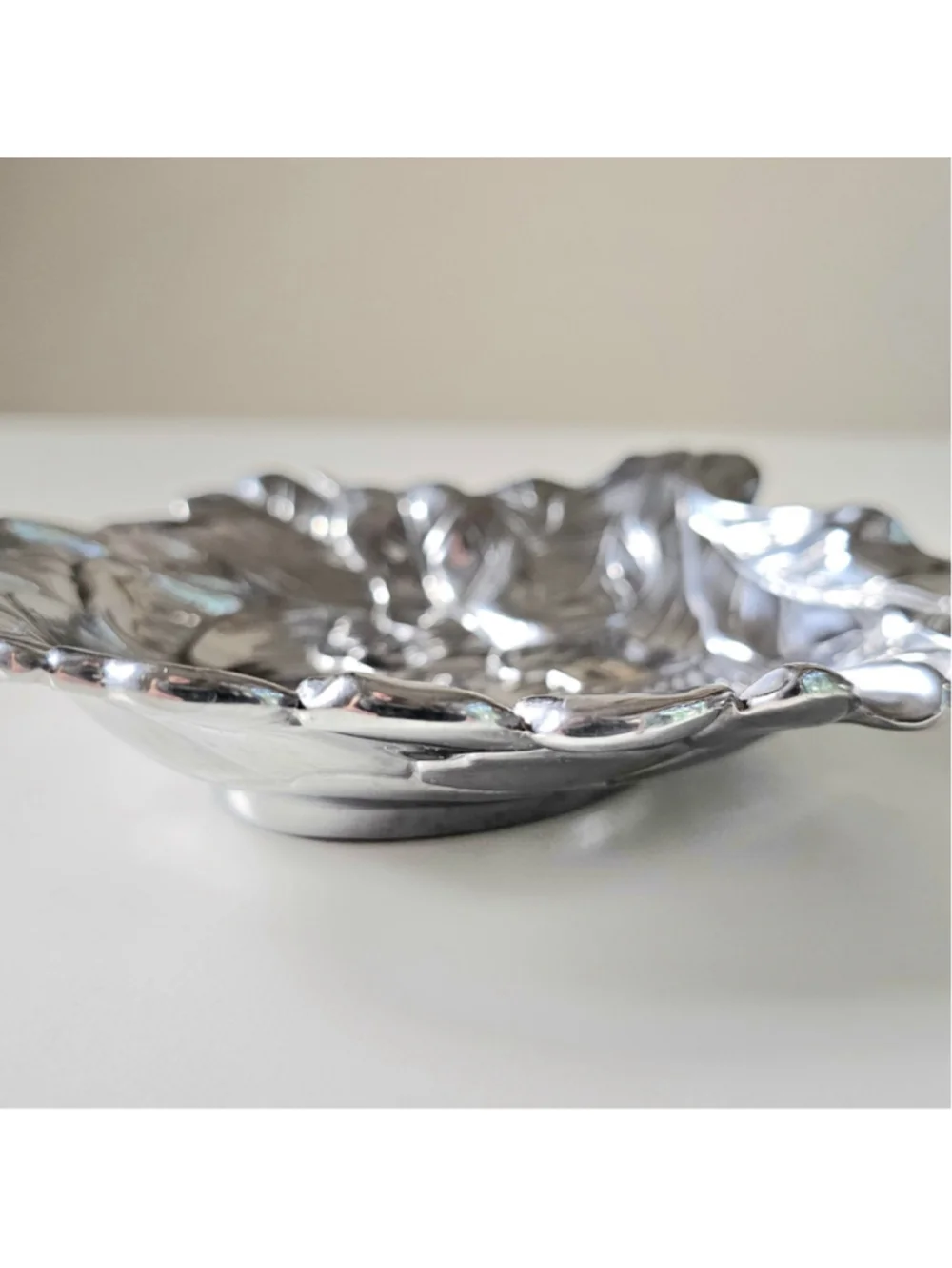 Vintage Fitz and Floyd Metal Artichoke Shaped Serving Dish Bowl Trinket Tray 7
